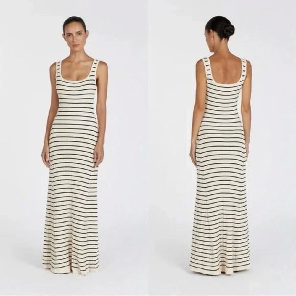 DISSH Billie Striped Maxi Dress M Ribbed Knit Resort Beach Vacation Minimalist